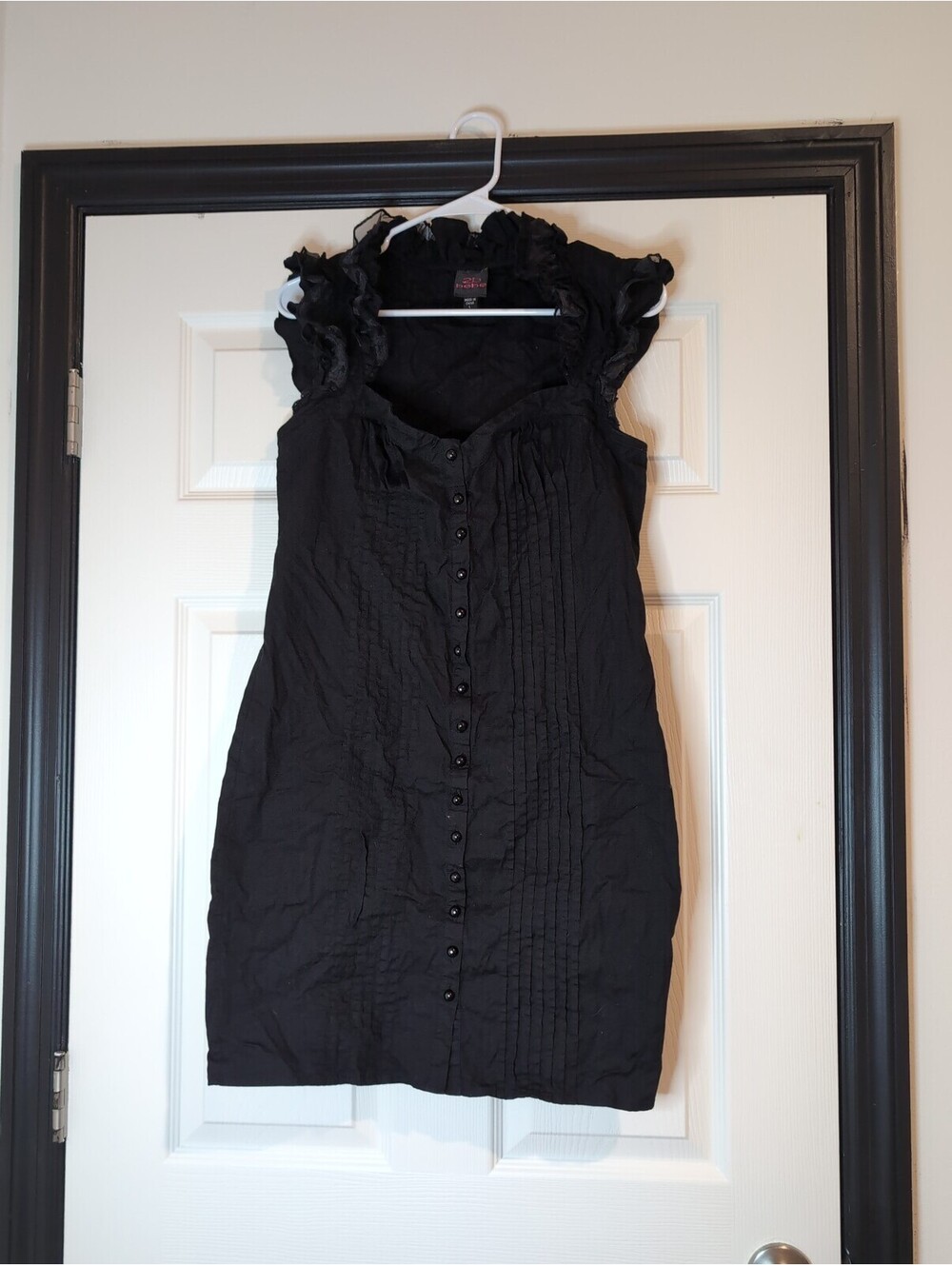 Large Bebe black bodycon gothic whimsigoth ruffle dress
